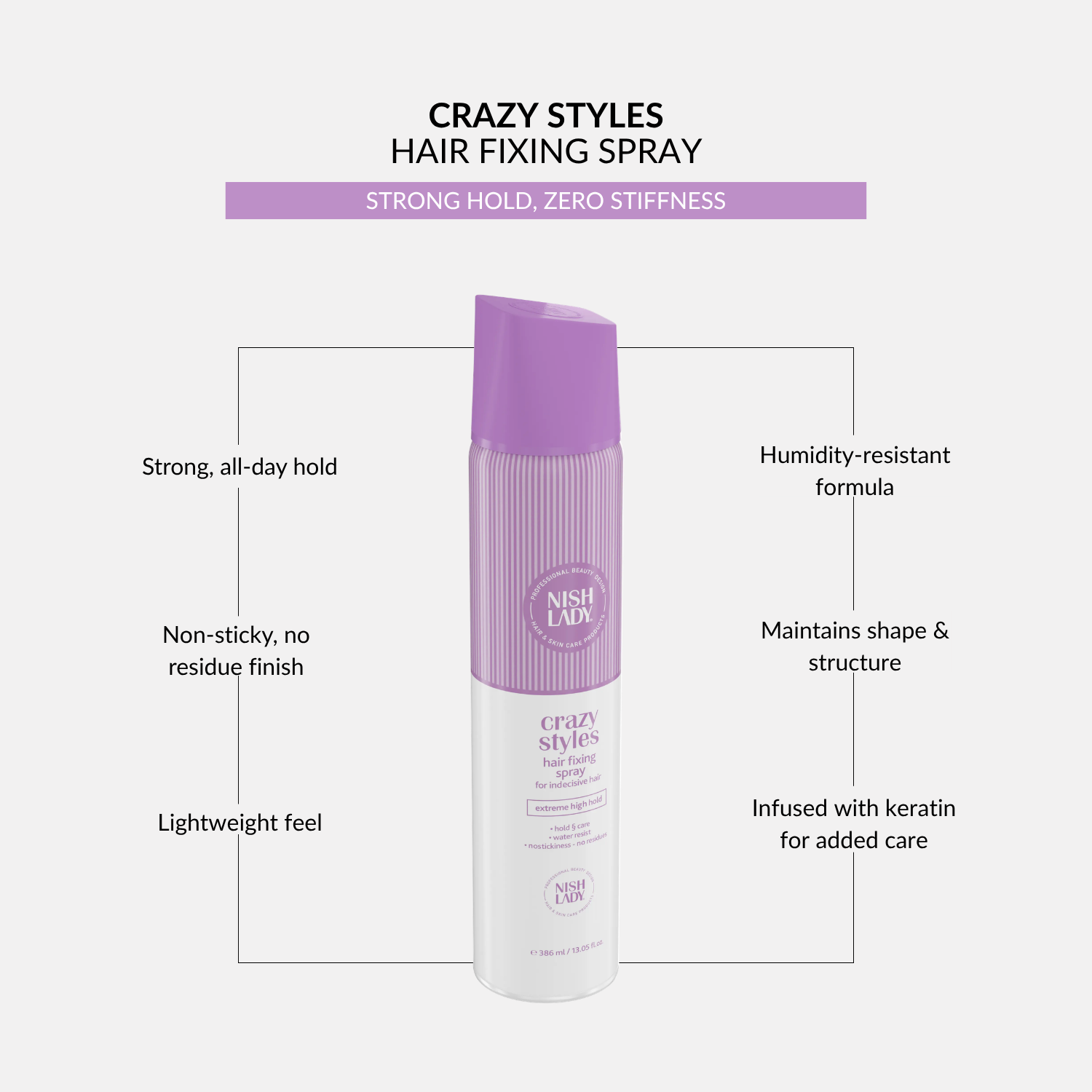 NishLady Styling Fixing Spray - 386ml