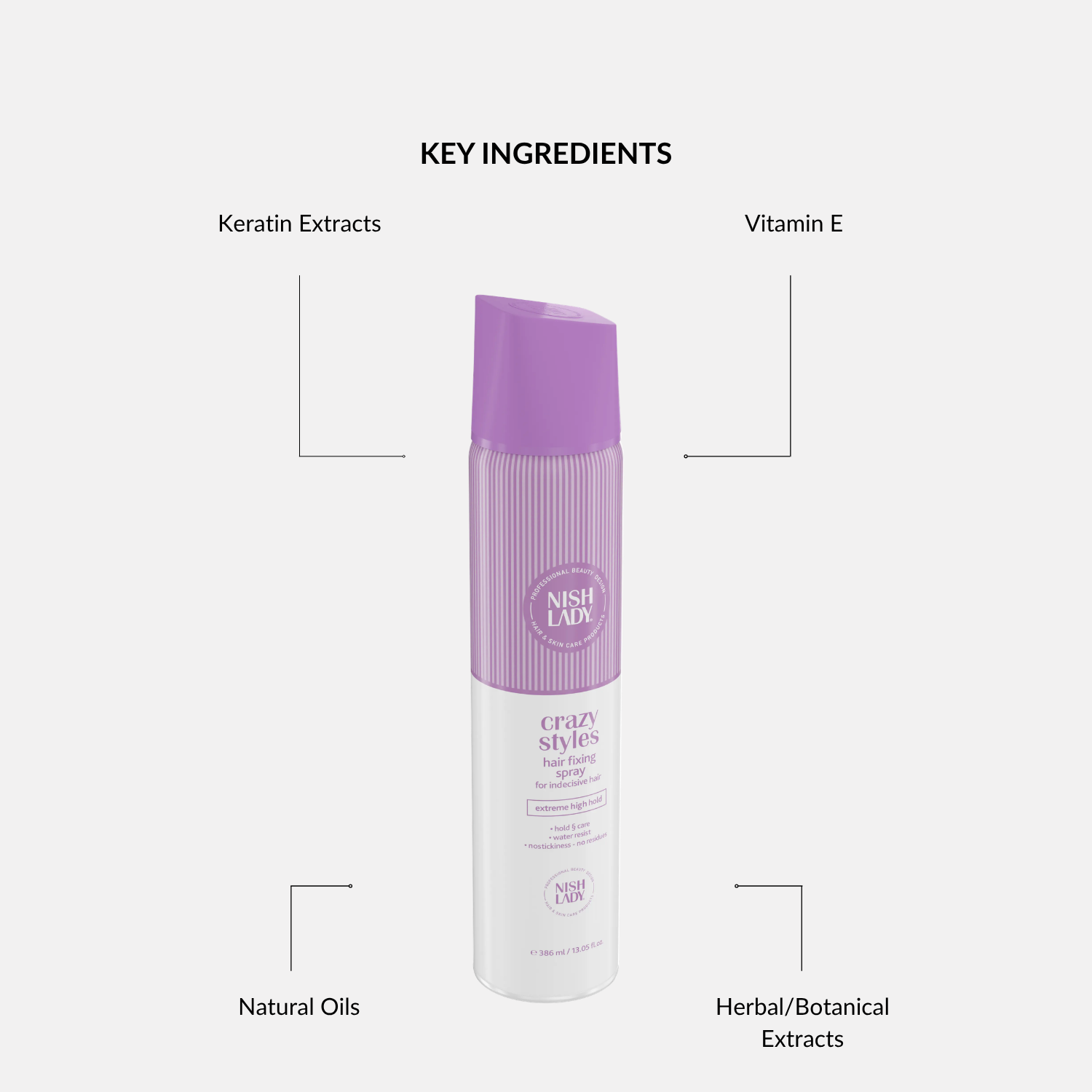 NishLady Styling Fixing Spray - 386ml