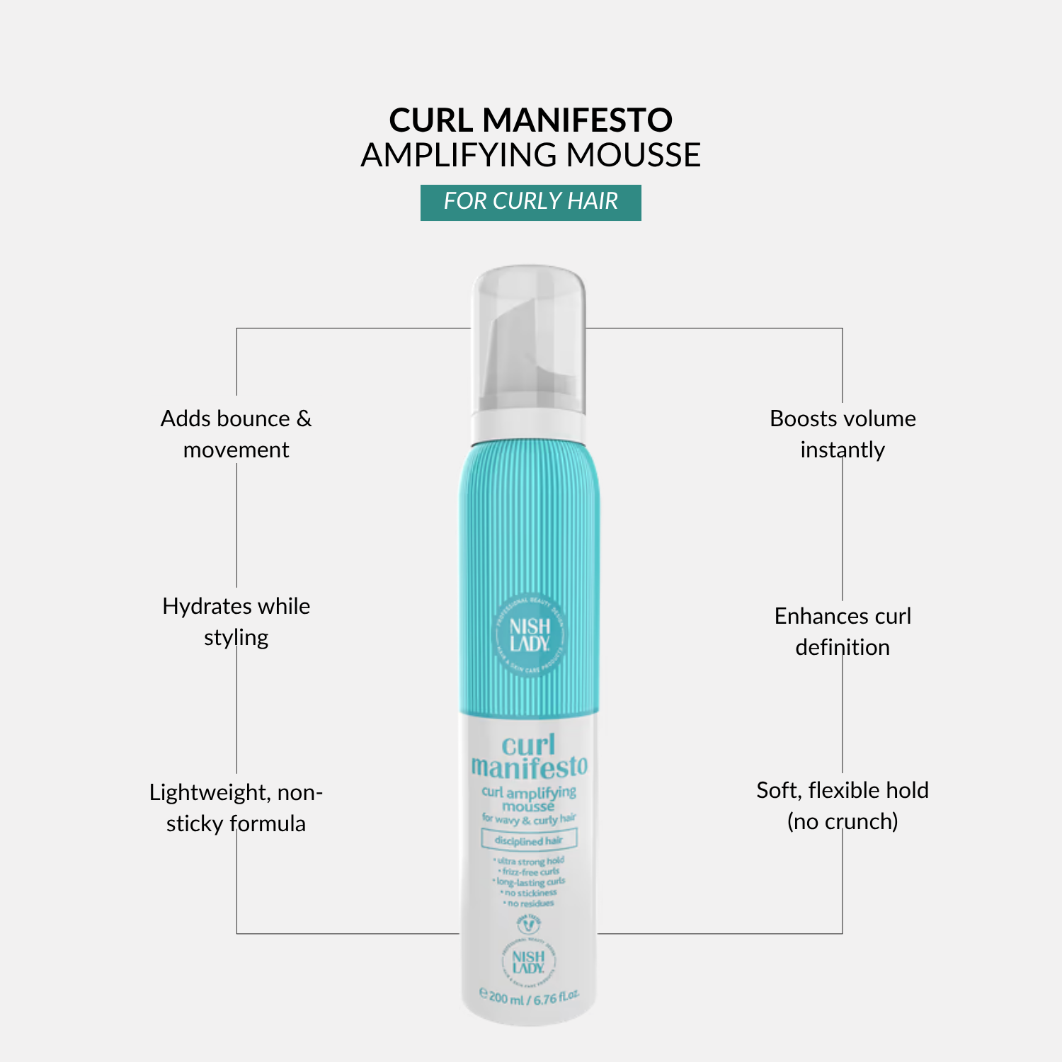 NishLady Curl Manifesto Amplifying Mousse – 200ml
