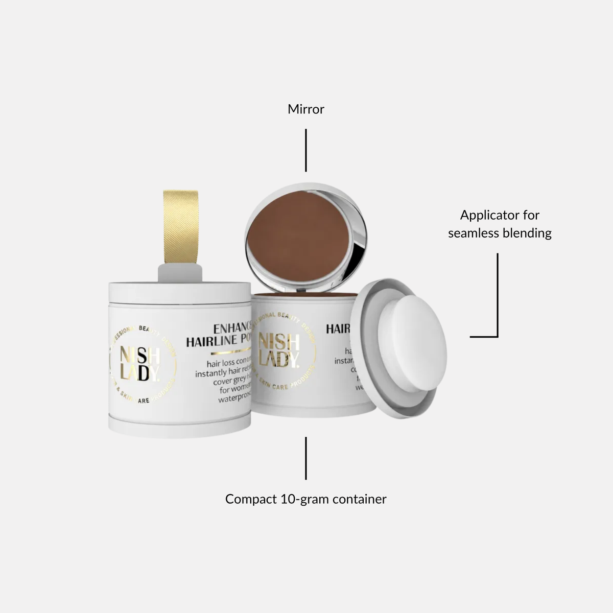 Nishlady Hairline Powder Medium Brown-10gr