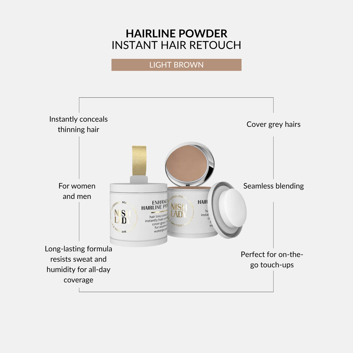 Nishlady Hairline Powder Light Brown-10gr