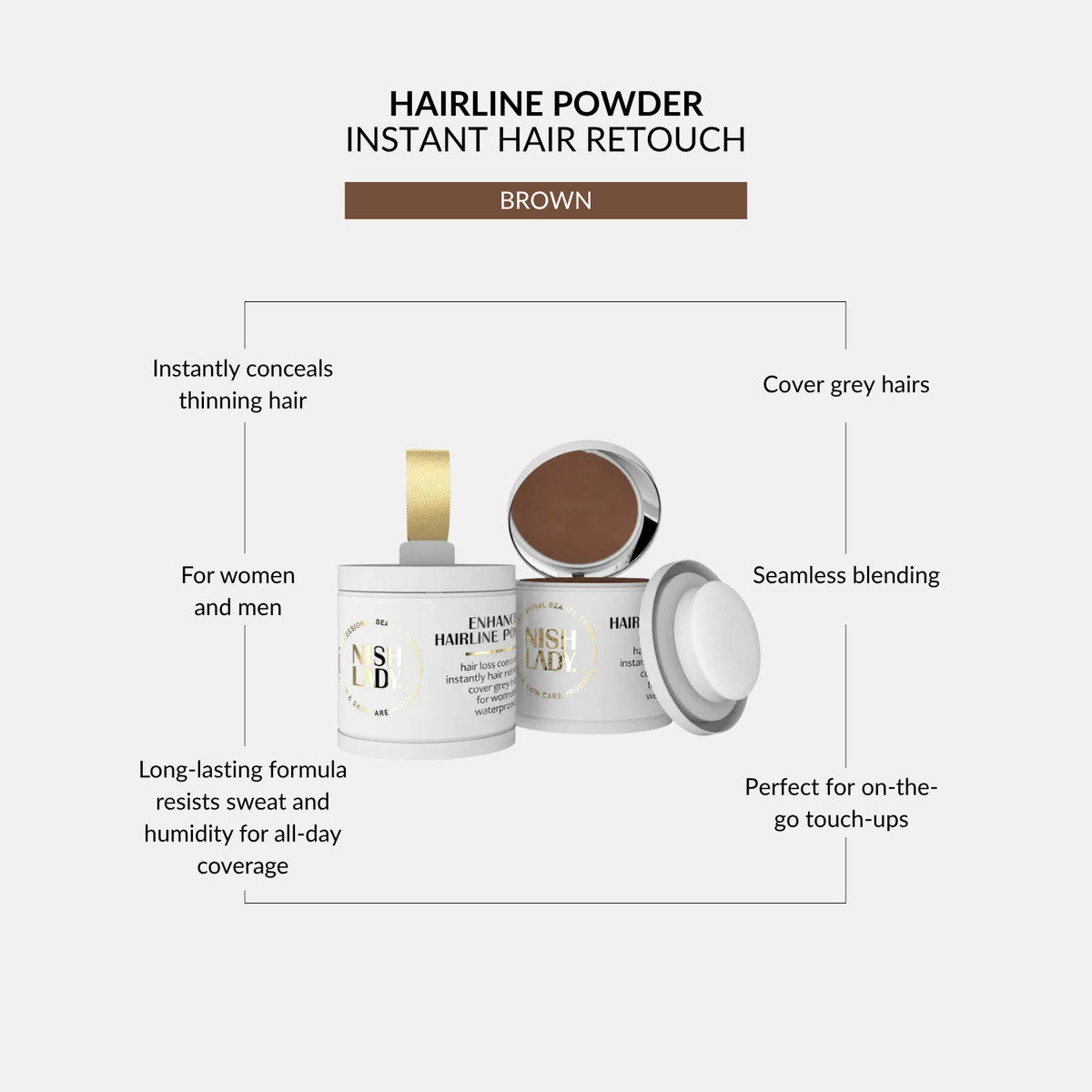 Nishlady Hairline Powder Medium Brown-10gr